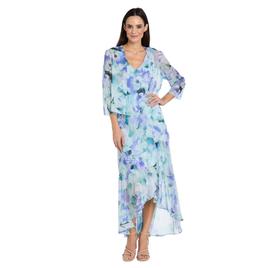 Womens R&M Richards 3/4 Sleeve Chiffon Floral Hi Low Jacket Dress