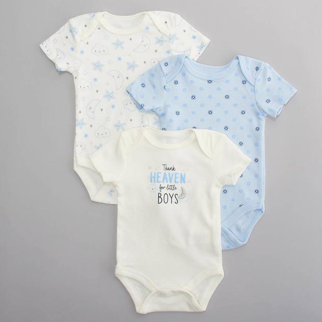 Baby Boy (NB-9M) baby views® 3pk. Thank Heaven Stars Bodysuits