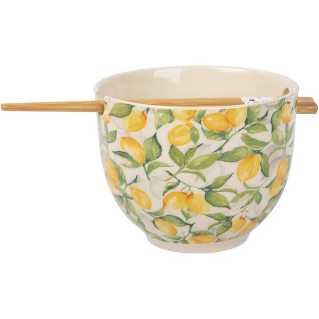 Home Essentials Lemon Garden Noodle Bowl with Chopsticks