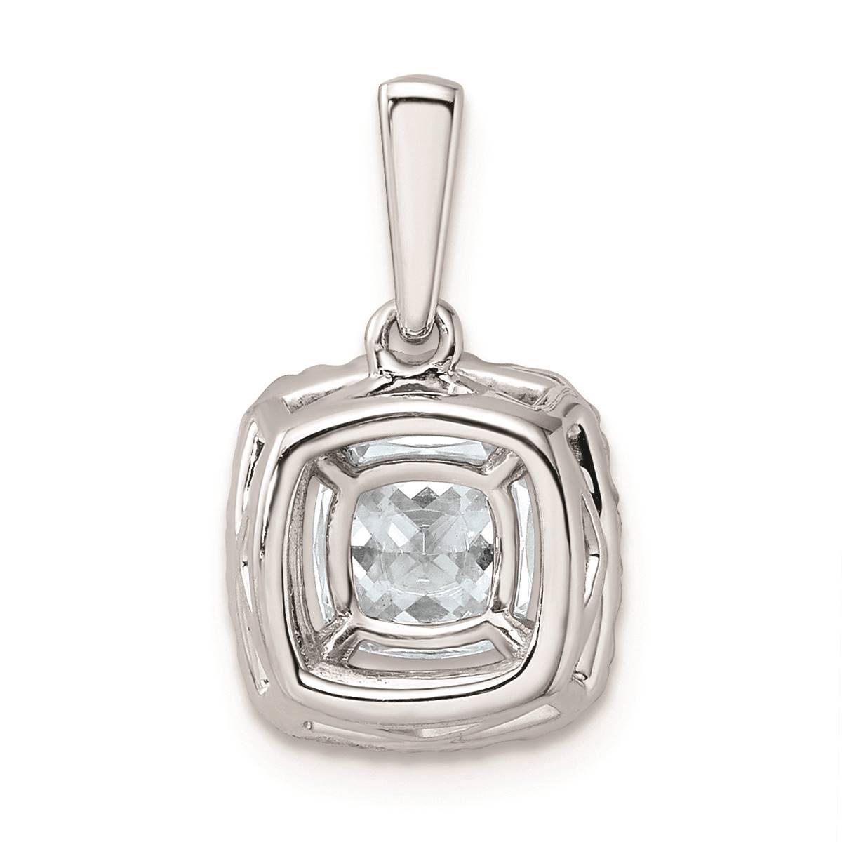 Pure Fire 14kt. White Gold Aquamarine Halo Pendant