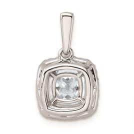 Pure Fire 14kt. White Gold Aquamarine Halo Pendant