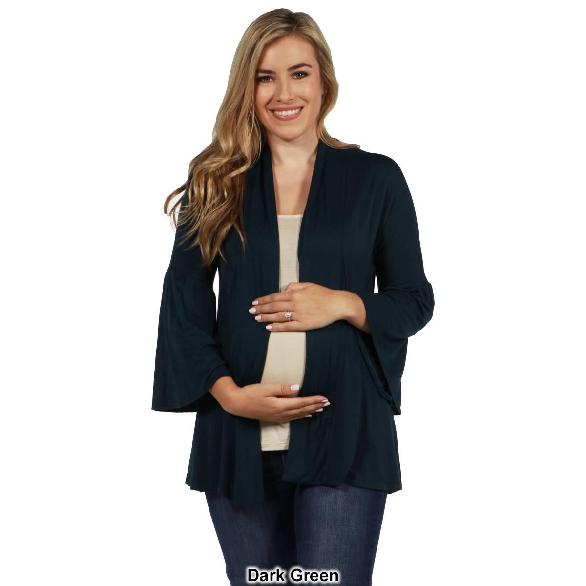Womens 24/7 Comfort Apparel Bell Sleeve Flared Maternity Cardigan