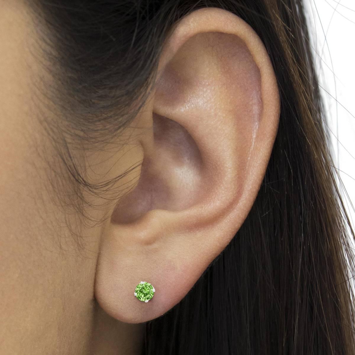 Haus of Brilliance Sterling Silver Treated Green Diamond Earrings