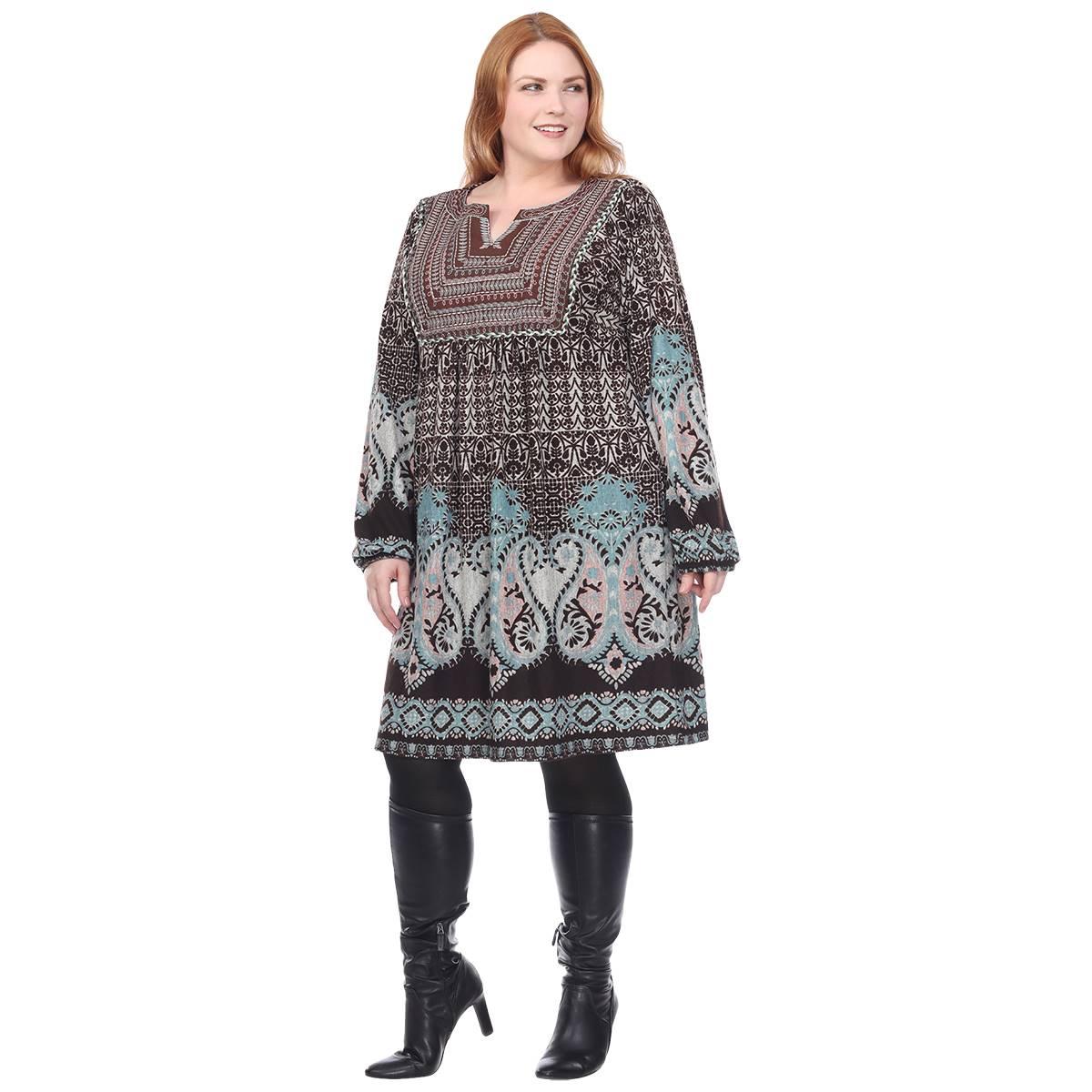 Plus Size White Mark Phebe Embroidered Sweater Dress