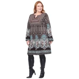 Plus Size White Mark Phebe Embroidered Sweater Dress