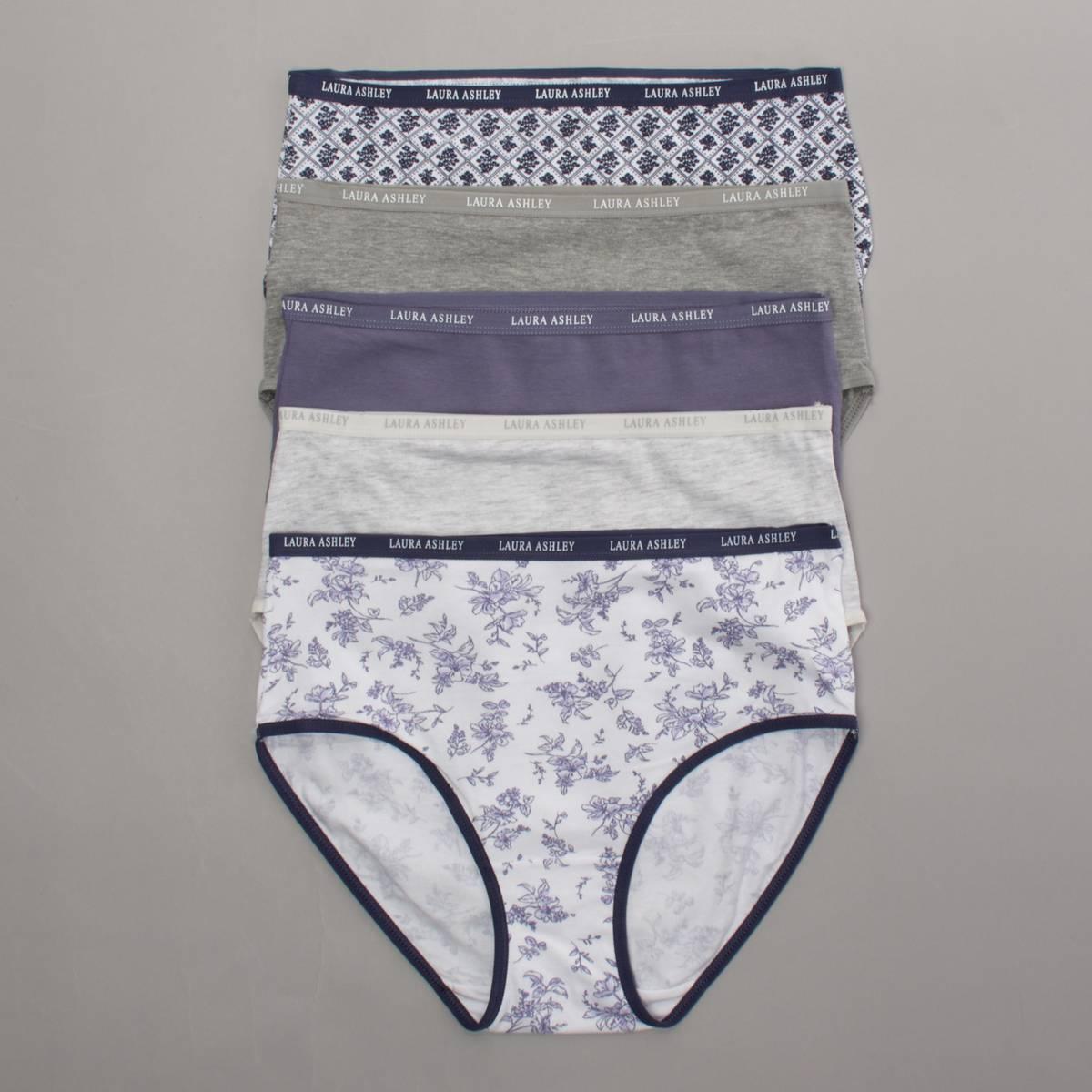 Womens Laura Ashley® 5pk. Brief Panties with Logo - LS9221-5PKRG