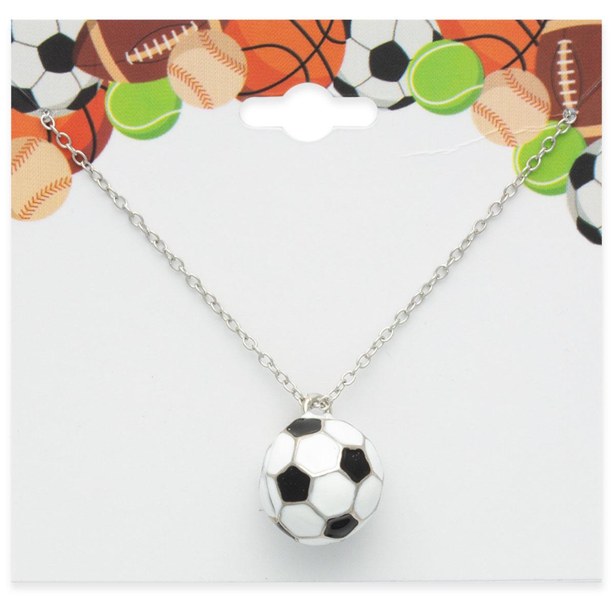 Silver-Tone Soccer Theme Chain Necklace