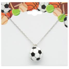 Silver-Tone Soccer Theme Chain Necklace