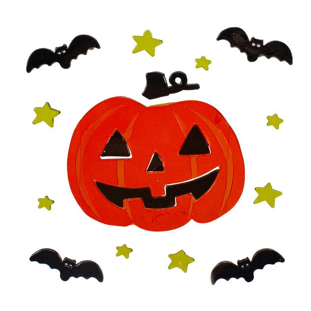 Northlight Bats and Pumpkin Halloween Gel Window Clings