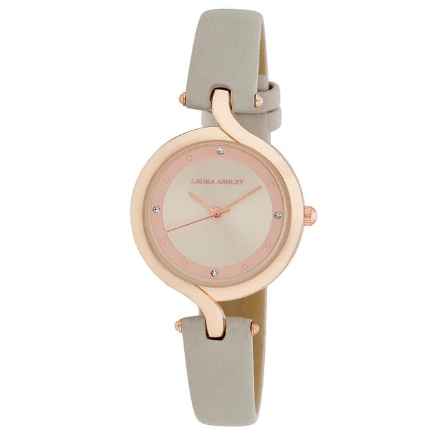 Laura Ashley® Swirled T Bar Vegan Leather Strap Watch - LA2102RG