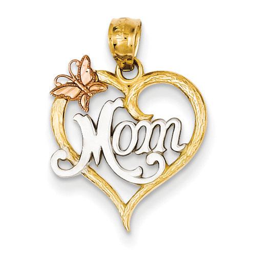 Gold Classics(tm) 14kt. Rhodium Mom Heart Pendant