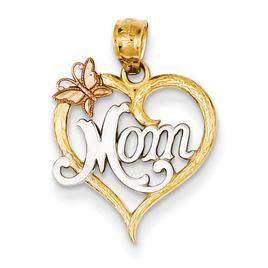 Gold Classics(tm) 14kt. Rhodium Mom Heart Pendant