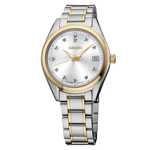 Womens Seiko Two-Tone Mother of Pearl Diamond Dial Watch - SUR582