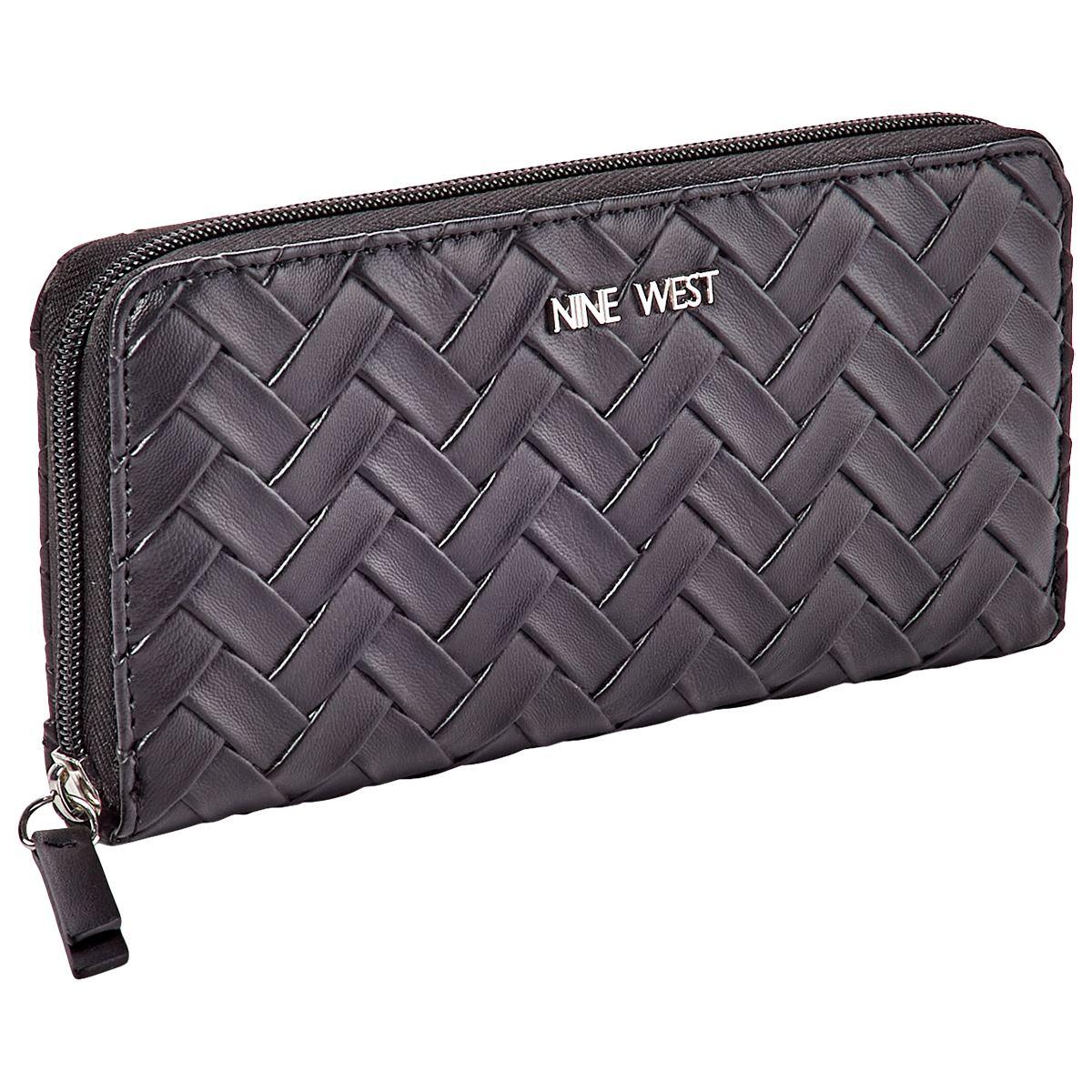 Womens Nine West Norah Woven Zip-Around Clutch Wallet
