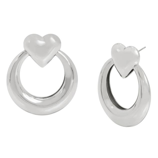 Steve Madden Silver-Tone Heart Doorknocker Earrings
