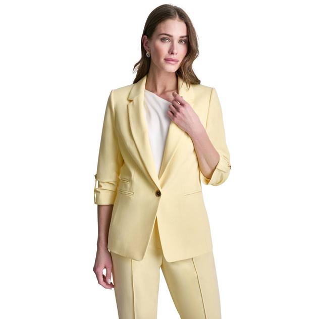Womens DKNY Roll Tab Sleeve One Button Blazer