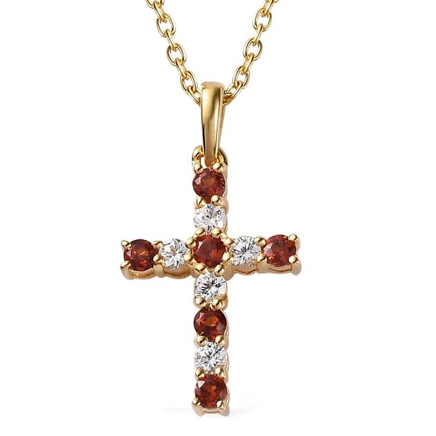 Gemstone Classics™ Garnet & Lab Created Sapphire Cross Pendant