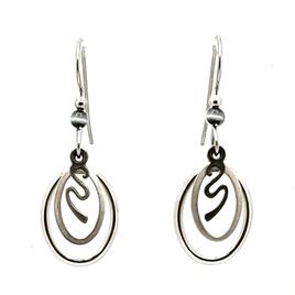 Silver Forest Silver-Tone Squiggles In Ovals Dangle Earrings