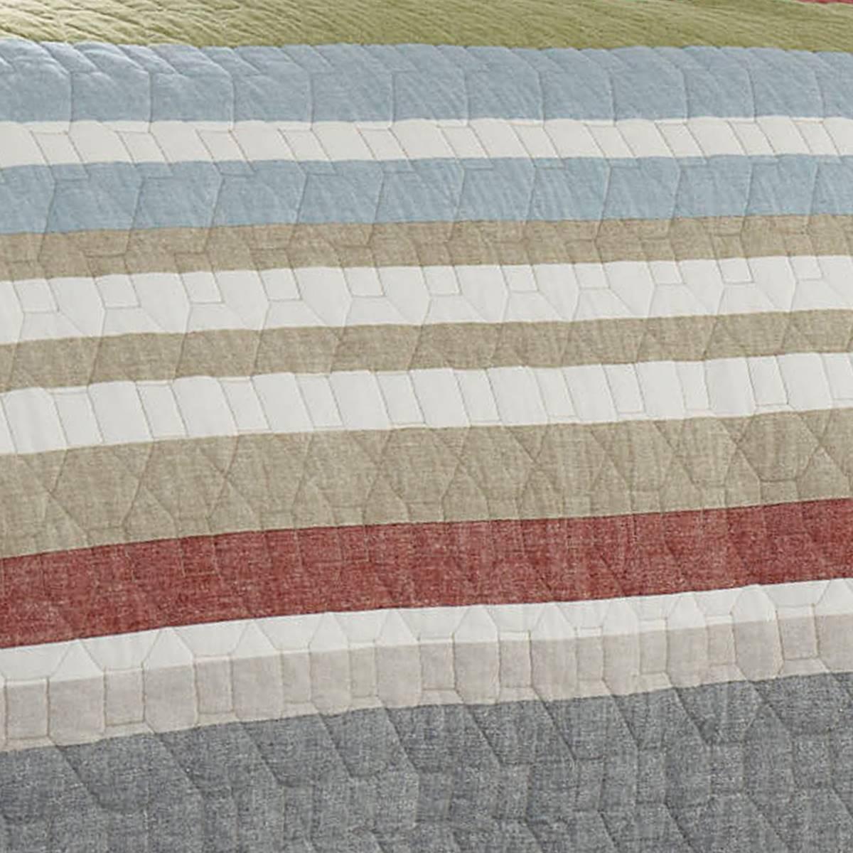 Eddie Bauer Salmon Ladder Stripe 136 Thread Count Quilt Set