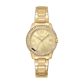 Womens DKNY Crystal Bezel Gold-Tone Bracelet Watch-DK1L105M0055