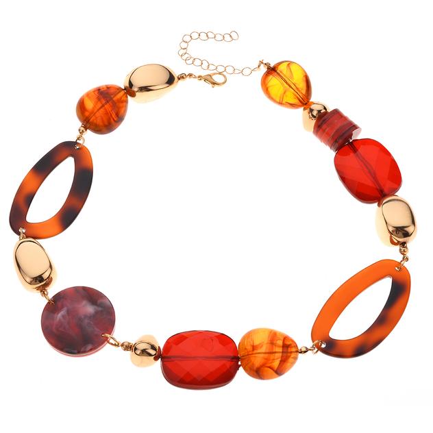Ashley Cooper™ Tortoise Shell Multi Shape Bead Statement Necklace