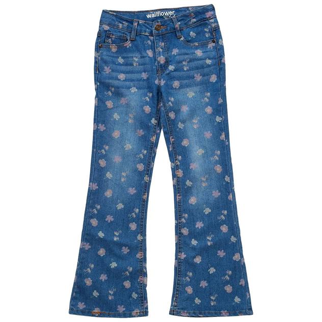 Girls (4-6x) Wallflower® Faded Floral Flare Jeans