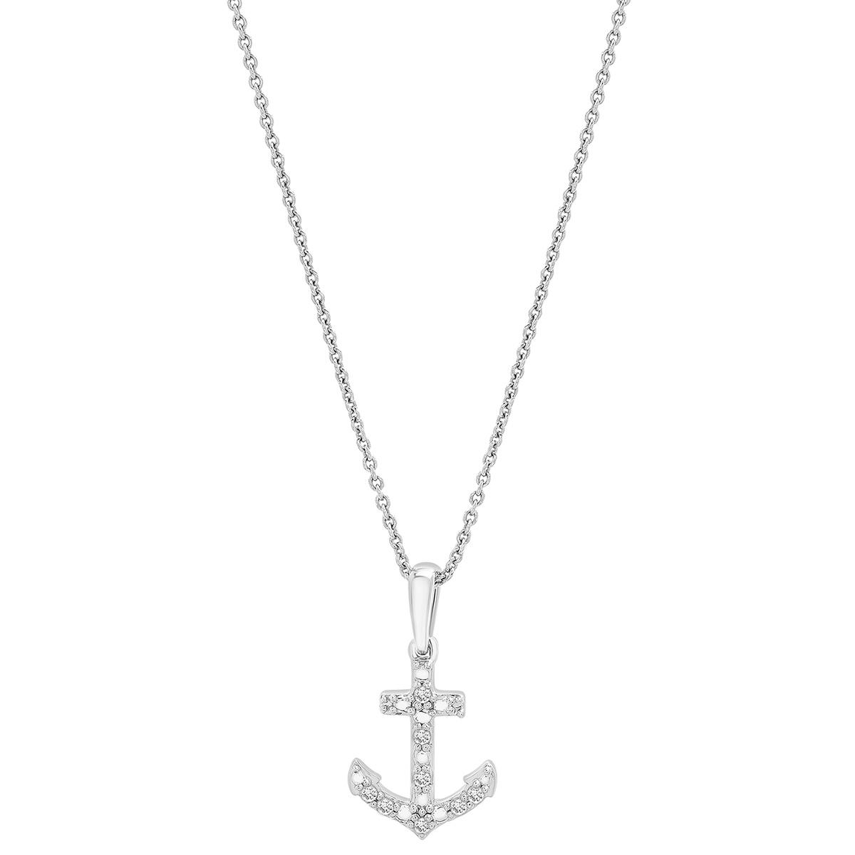 Diamond Classics™ Sterling Silver 1/20ctw. Diamond Anchor Pendant
