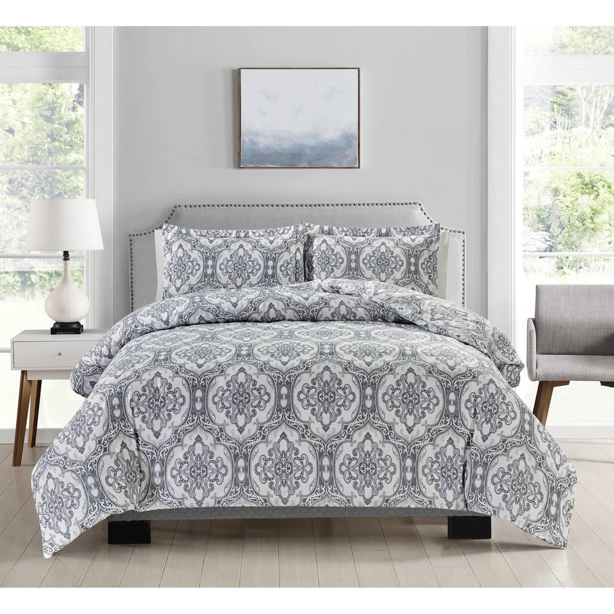 Bibb Home 1800 Series Damask 3pc. Duvet Cover Set