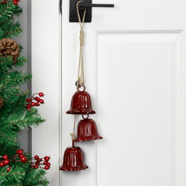 Northlight Trio Red Fluted Christmas Bells  - Set of 2