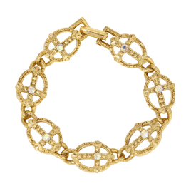 Symbols of Faith Gold Tone Cross With AB Crystals Bracelet