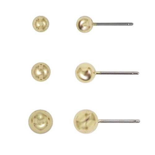 Freedom Trio Set Gold-Tone Ball Stud Earrings