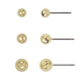 Freedom Trio Set Gold-Tone Ball Stud Earrings