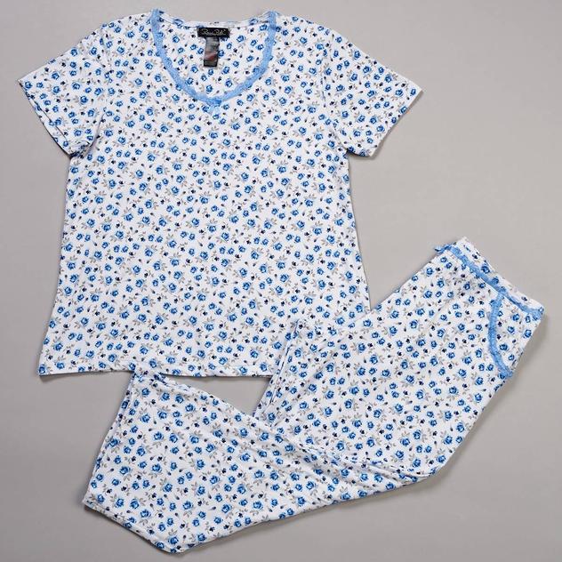 Womens René Rofé®  Short Sleeve Ditsy Floral Capri Pajama Set