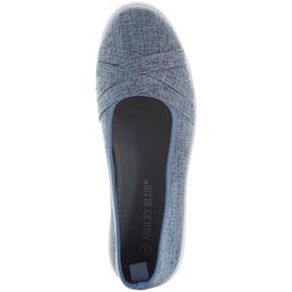 Womens Ashley Blue Solid Canvas Slip On Flats