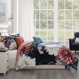 Bebejan Navy Mums 5pc. Reversible Comforter Set