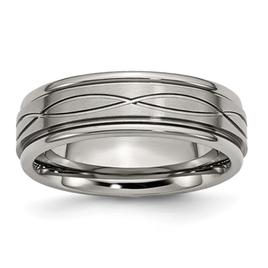 Mens Endless Affection(tm) 7mm Criss Cross Ridged Edge Weddng Band