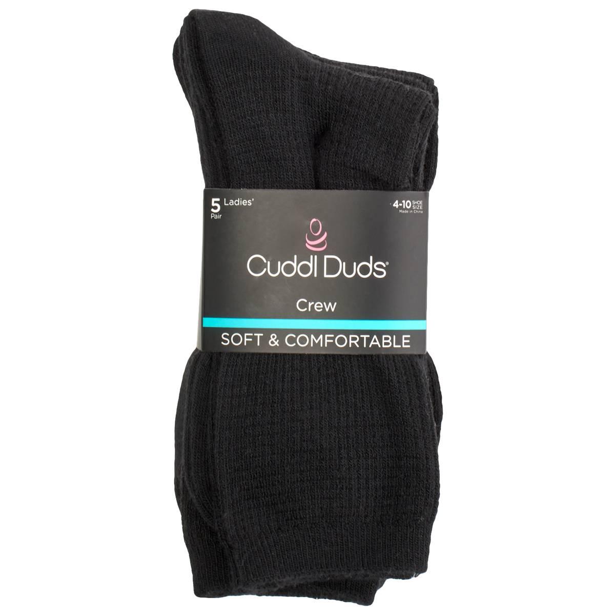 Womens Cuddl Duds® 5pk. Ribbed Crew Socks