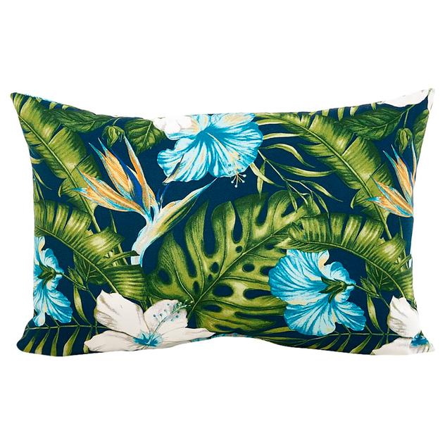 Jordan Manufacturing Floral Lumbar Throw Pillow - Navy/Aqua