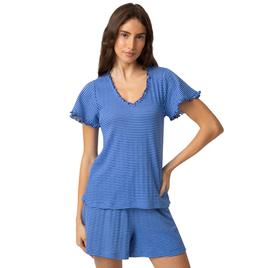 Womens HUE®  Short Sleeve Riviera Stripe Pointelle Pajama Tee