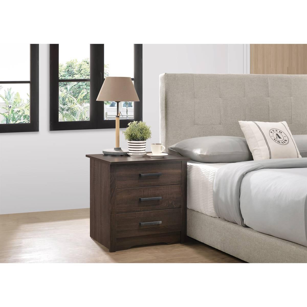 Passion Furniture Hudson 3-Drawer Nightstand