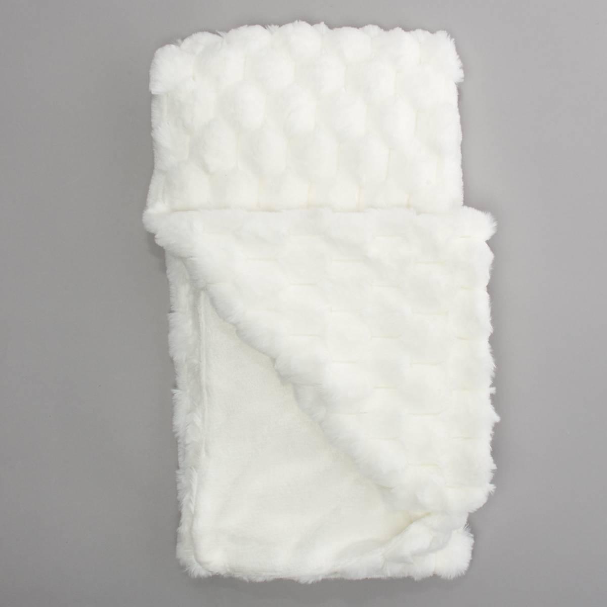 Maison Des Fleurs(R) Honeycomb Faux Fur Reversible Blanket-White
