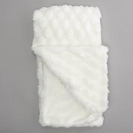 Maison Des Fleurs(R) Honeycomb Faux Fur Reversible Blanket-White