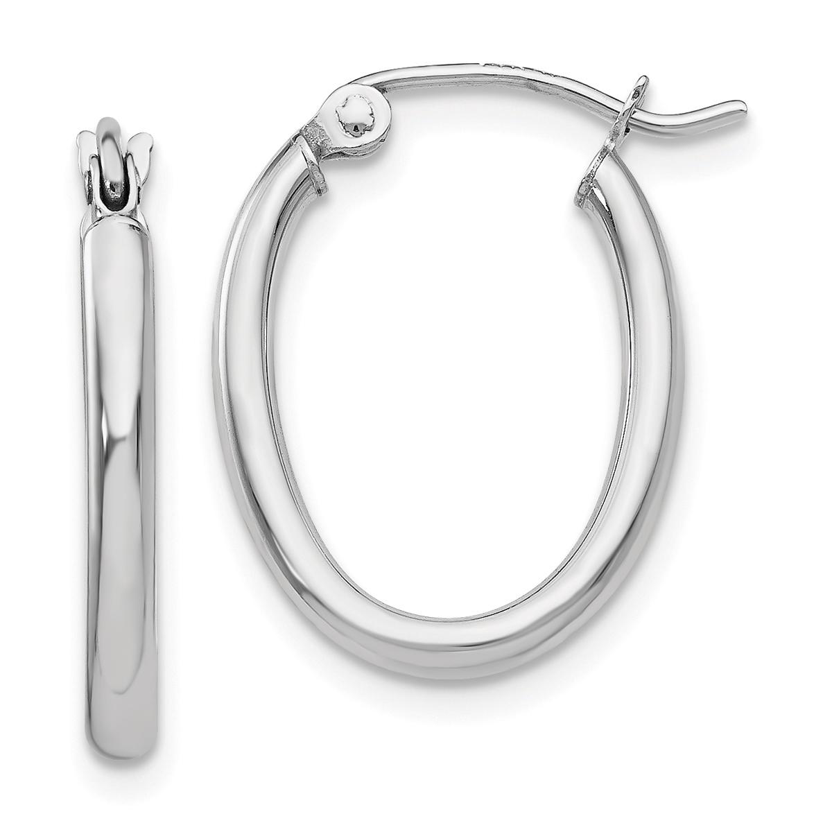 Gold Classics(tm) 14kt. White Gold 2mm Oval Tube Hoop Earrings