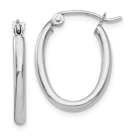 Gold Classics(tm) 14kt. White Gold 2mm Oval Tube Hoop Earrings