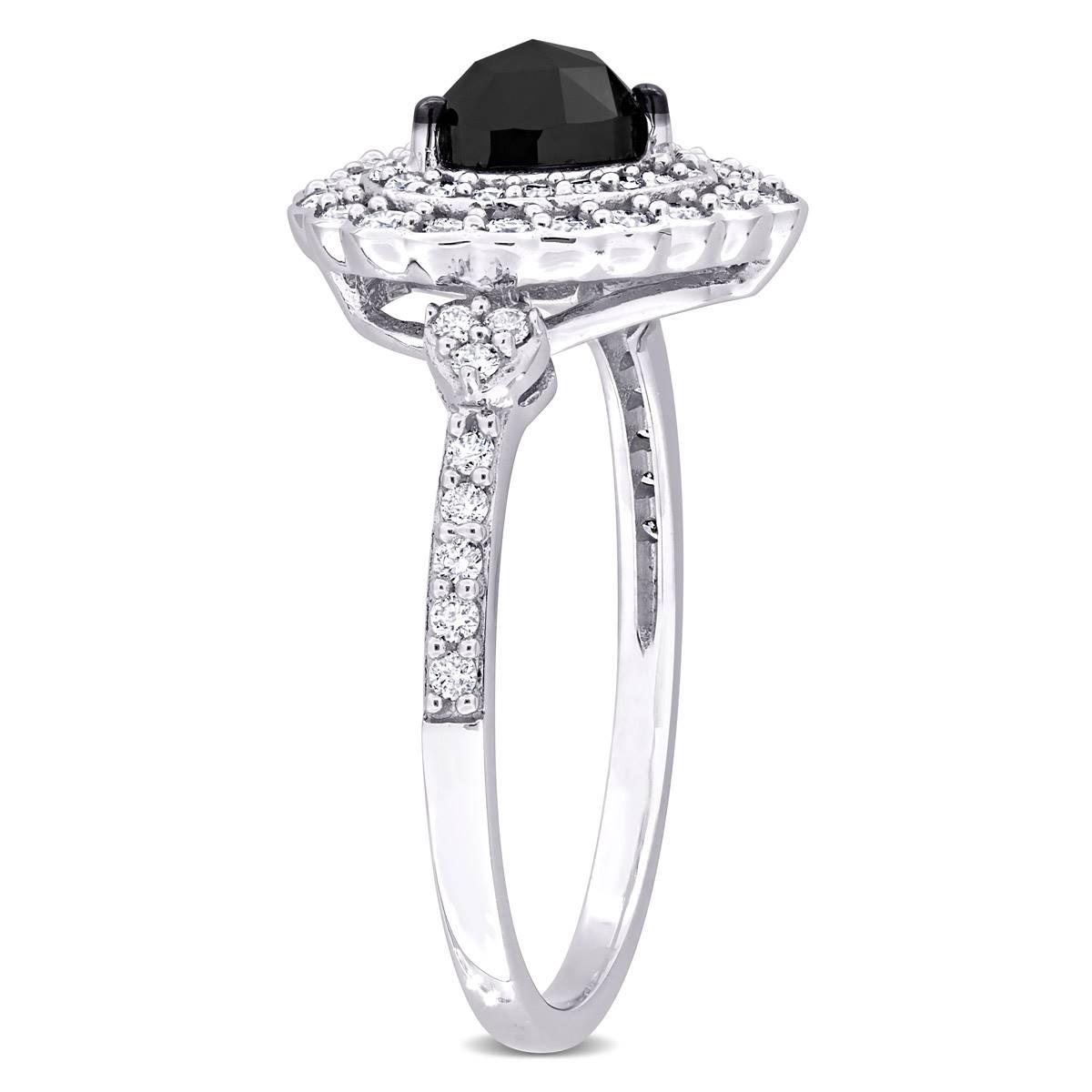 Sophia B 1 1/4ctw. Black & White Heart-Rose Cut Diamond Ring