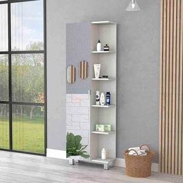 FM FURNITURE Los Angeles White Linen Cabinet w/ Mirror