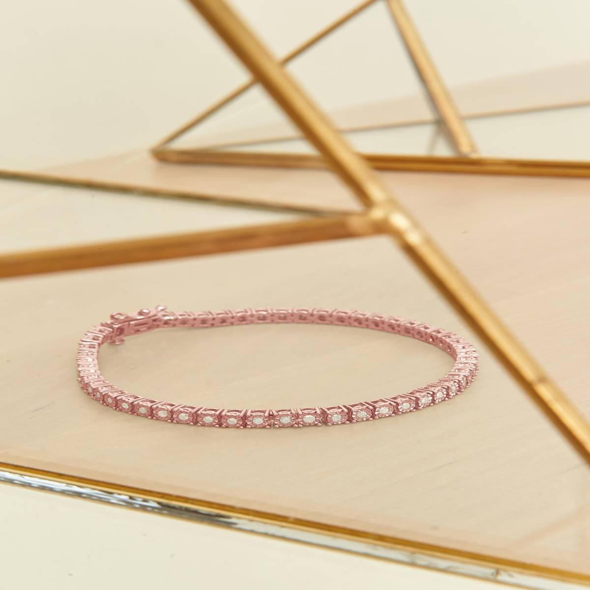 Haus of Brilliance Rose Gold over Silver Tennis Bracelet