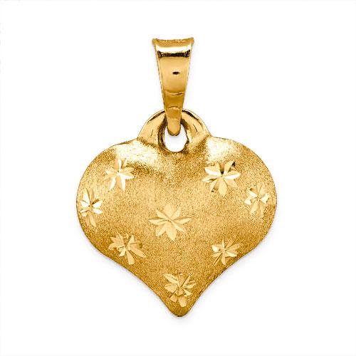Gold Classics(tm) 14kt. Satin/Diamond-Cut Heart Pendant