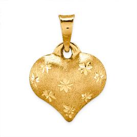 Gold Classics(tm) 14kt. Satin/Diamond-Cut Heart Pendant