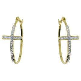 Accents by Gianni Argento Gold Diamond Accent Cross Hoop Earrings